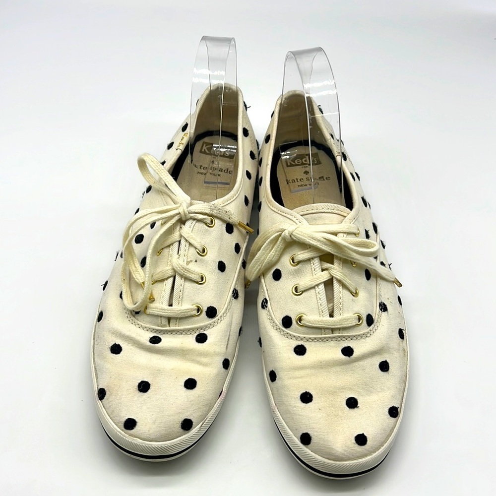 Kate Spade - X Keds Black And White Polka Dot Canvas Lace Up Sneaker Size 10